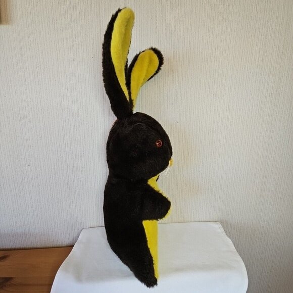 Vintage Easter Bunny Rabbit Plush Chocolate Brown Orange Spangled Eyes 23" Large - Picture 6 of 12